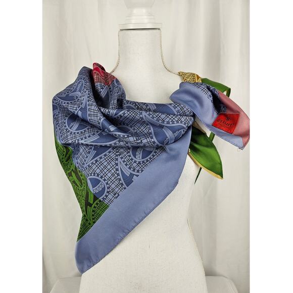 ERFURT TUCHER WOMEN'S 100% SILK SCARF RED/BLUE/YELLOW/GREEN PAISLEY PATTERNS - Picture 3 of 6